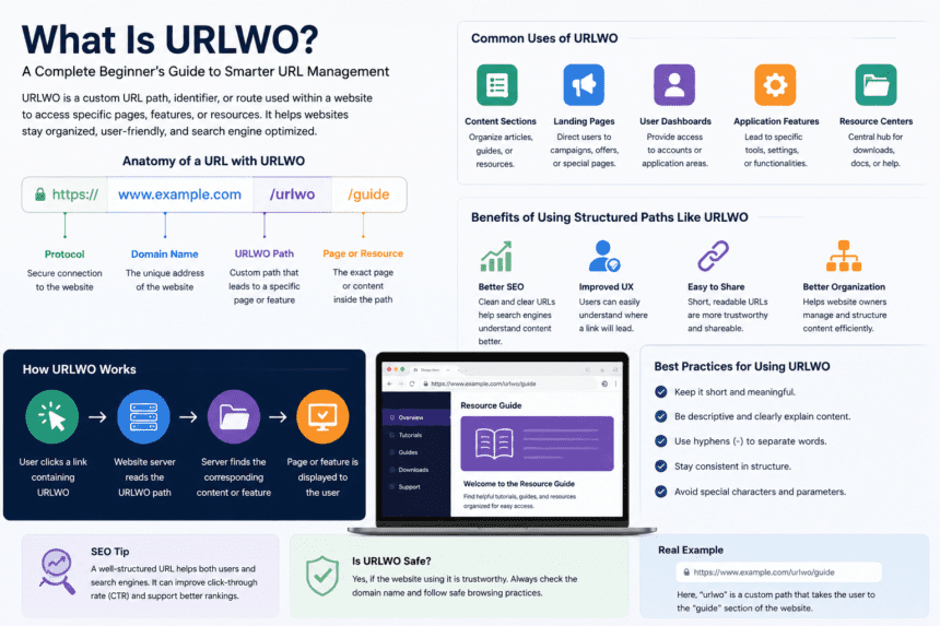 URLWO custom URL path example shown in website address structure