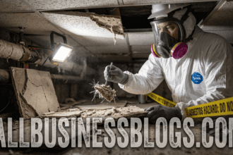 Asbestlint asbestos dust fibers close-up in air