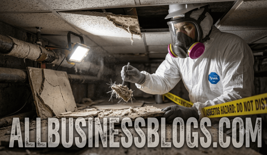 Asbestlint asbestos dust fibers close-up in air